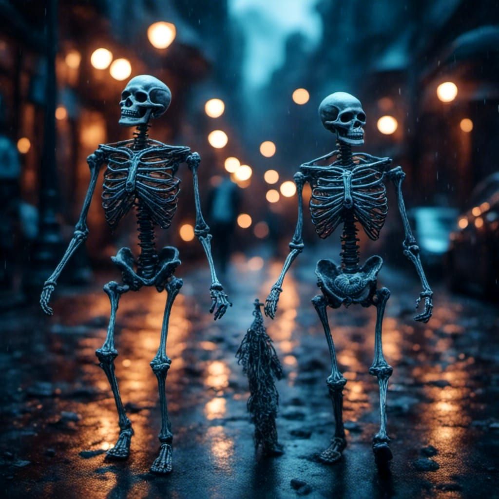 Skeletons Wander Tokyo Streets in Night Sparkle Style