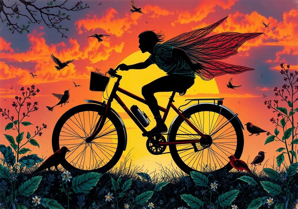 Ink Splatter Art: Bicycle Rides the Wind