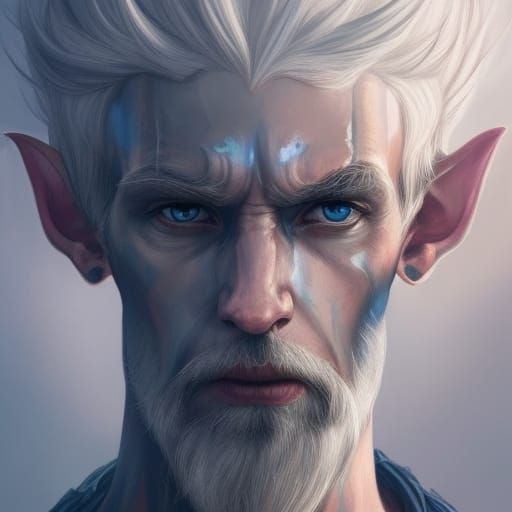 Ashen Elf Warrior Portrait in Hyperdetailed Style