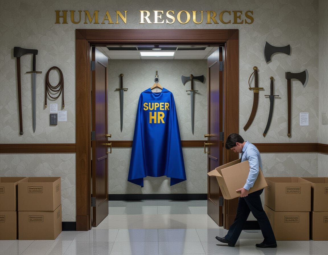 Home of Super HR, the merciless downsizer armed with boxes a...
