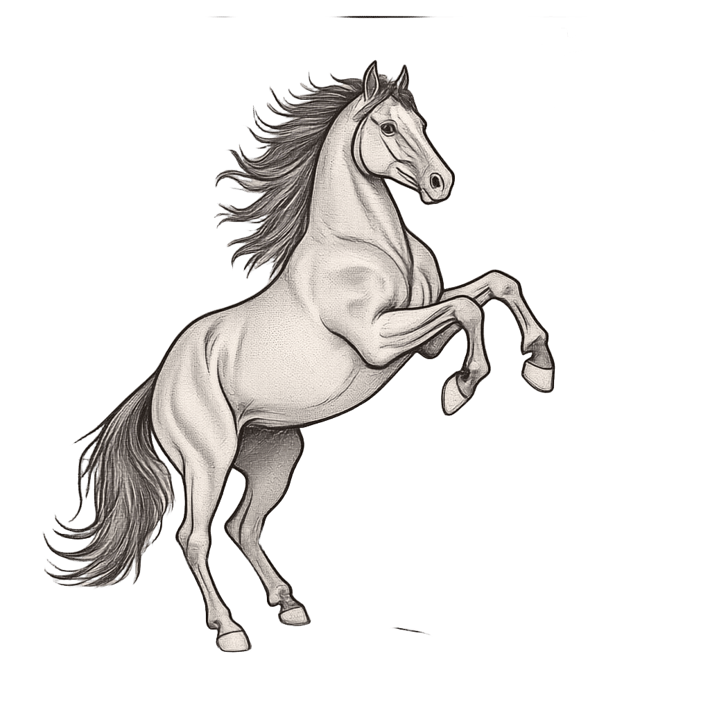 Majestic Rearing Black Horse in Wild Landscape