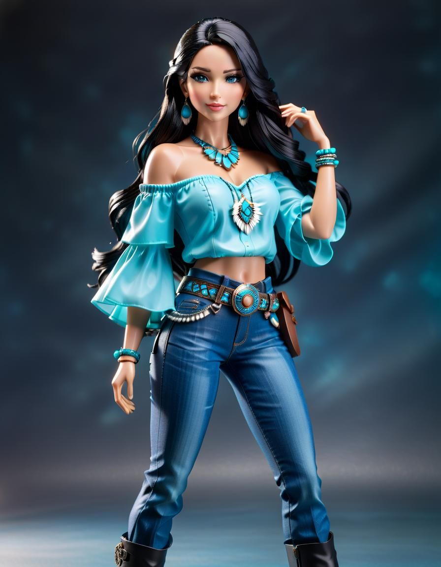 Native American Woman Action Figure: Professional Photograph...