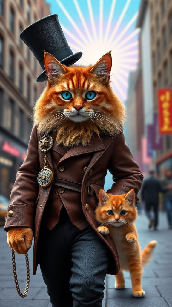 Steampunk Cat Struts Down 5th Avenue as 3D Rendered Art