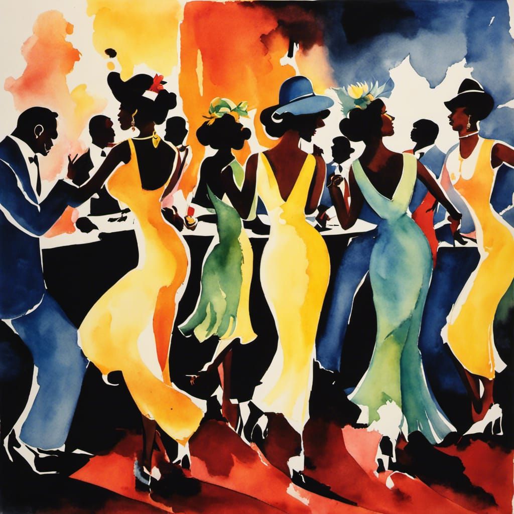 Barbados Jazz Club in Surreal Watercolor Style