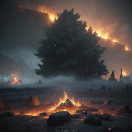 Burning House in Storm: 3D Videogame Graphics