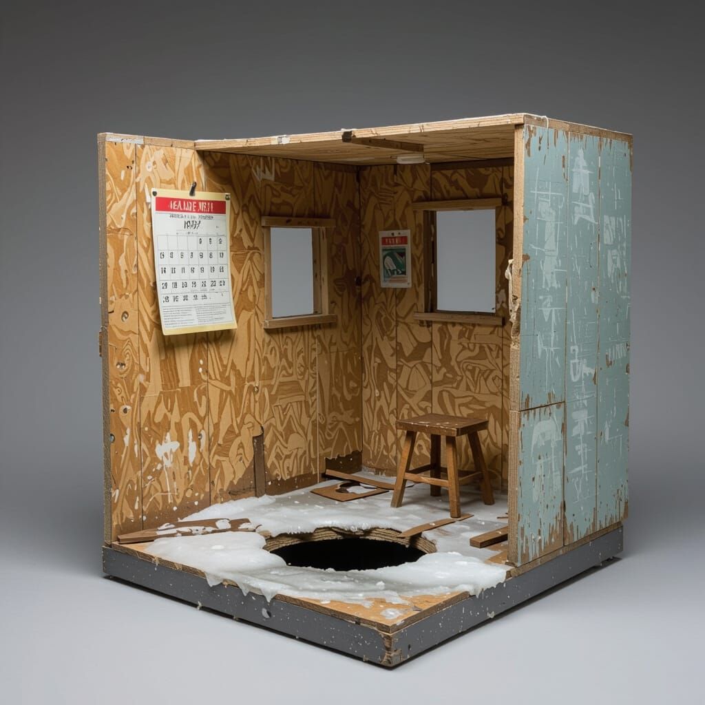 Hyper-Realistic Ice Fishing Shack Diorama