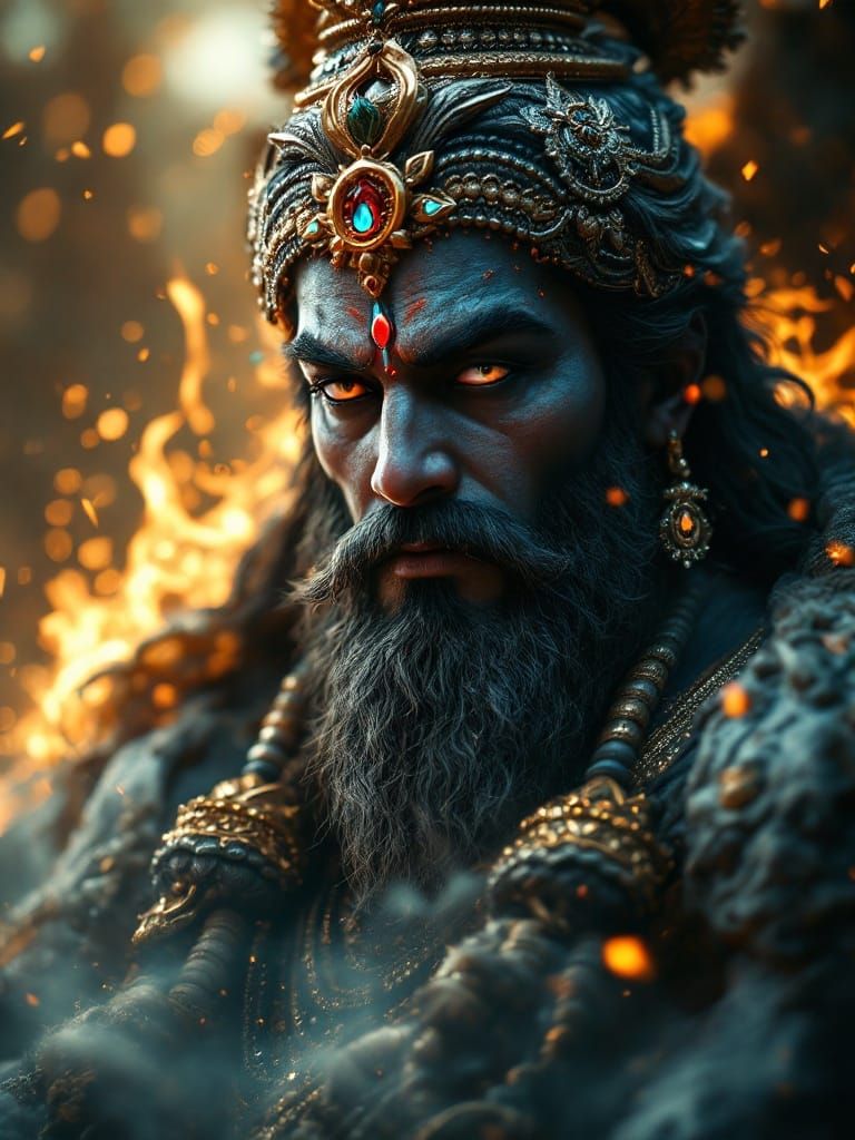 Hyperrealistic Indian Mythology Figure in Cinematic HDR