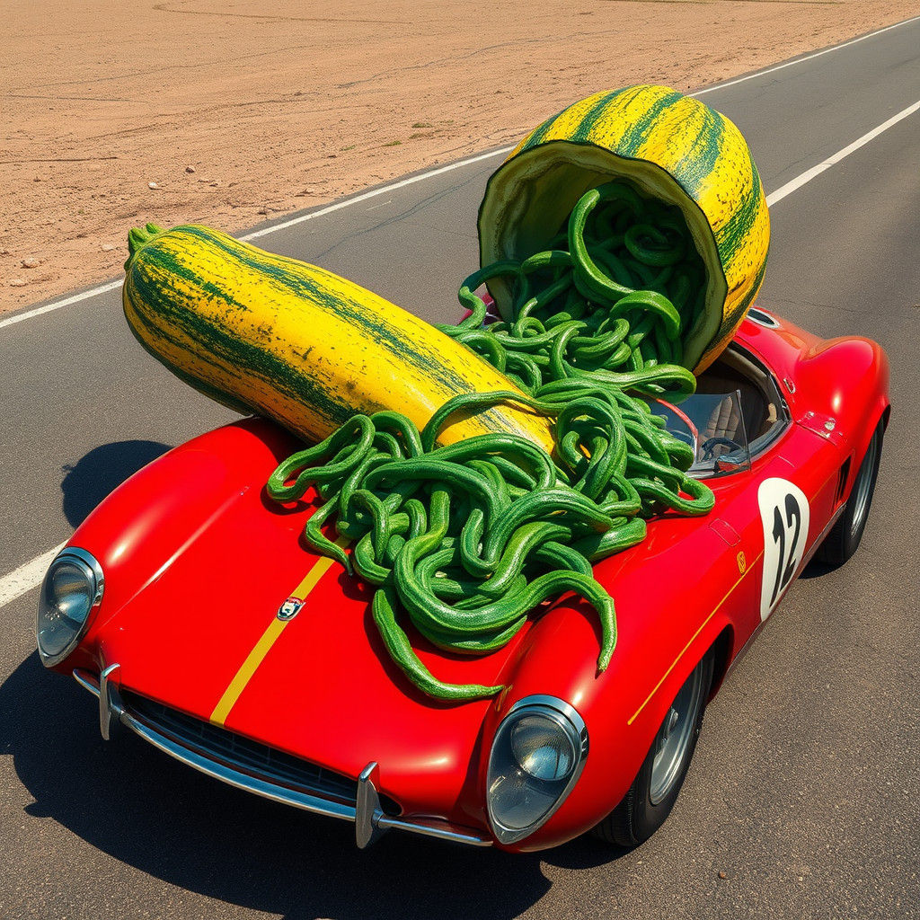 Vibrant Zucchini Splits Open, Releasing Emerald-green Worms...