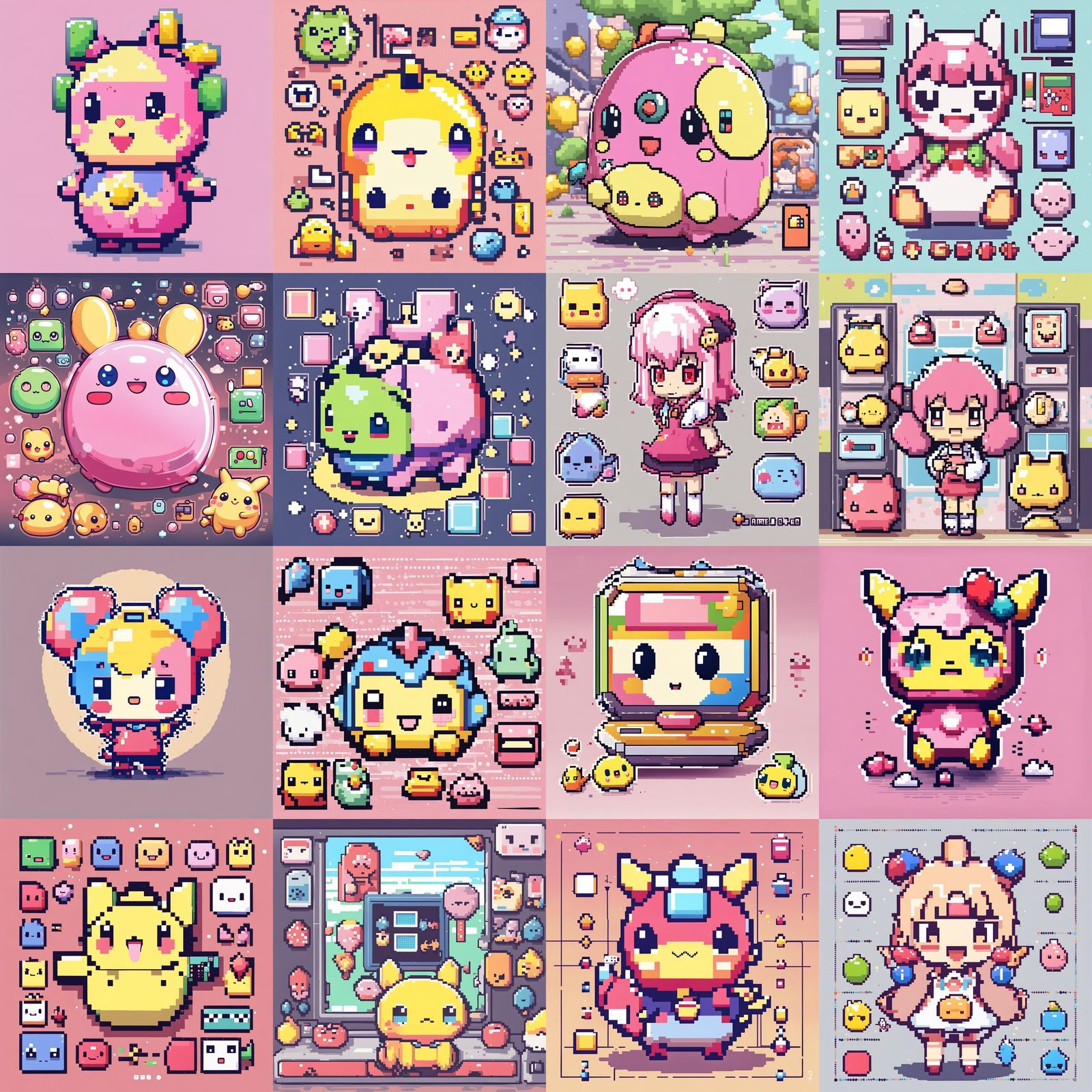 Cute Pixel Art Tamagotchi Character