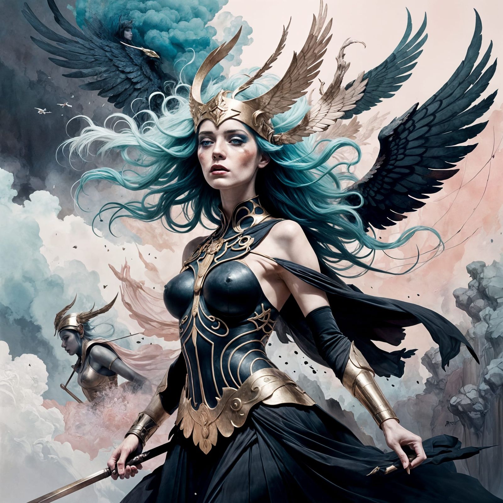Norse Valkyrie Descending into Epic Battle