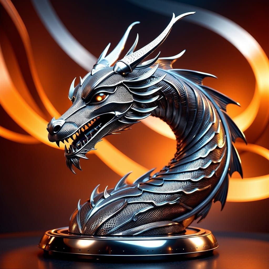 Intricate Stainless Steel Dragon Sculpture in Vibrant Colors