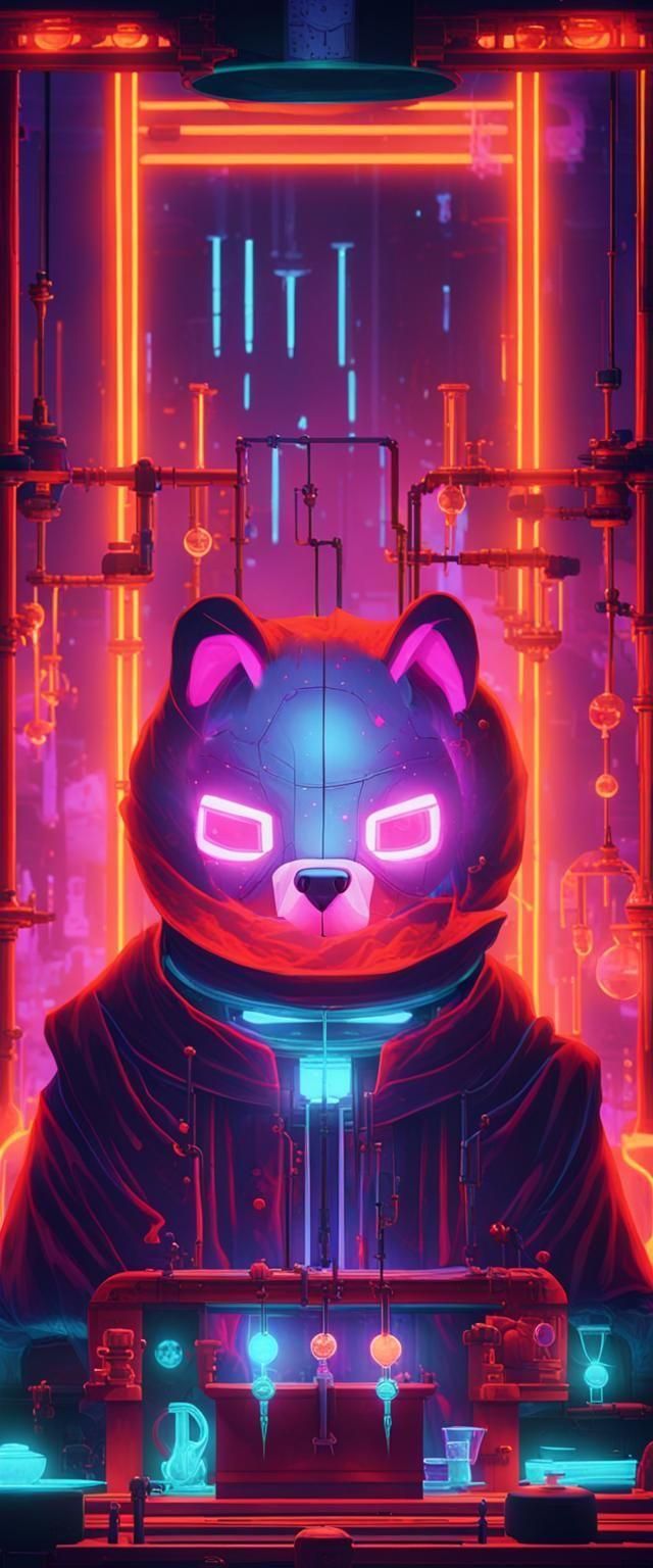 Cyberpunk Elemental Bear Alchemist Clothing Design