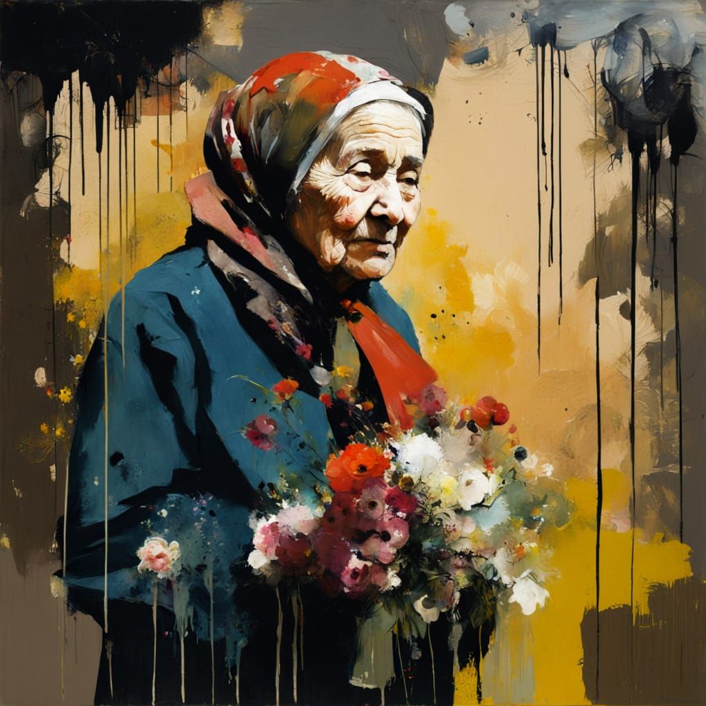 Elderly Woman in a Thick, Expressionist Painting