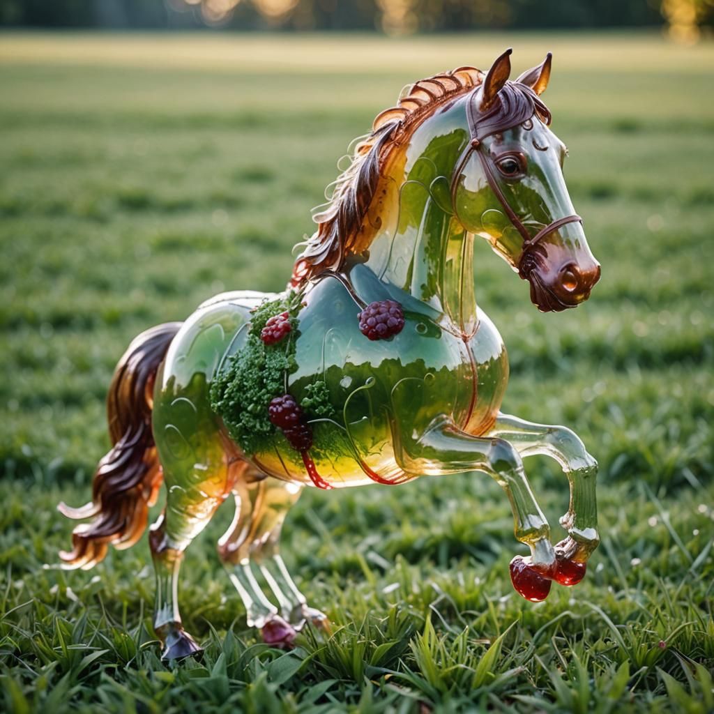 Giant Jelly Horse in Green Pasture, Professional Photo