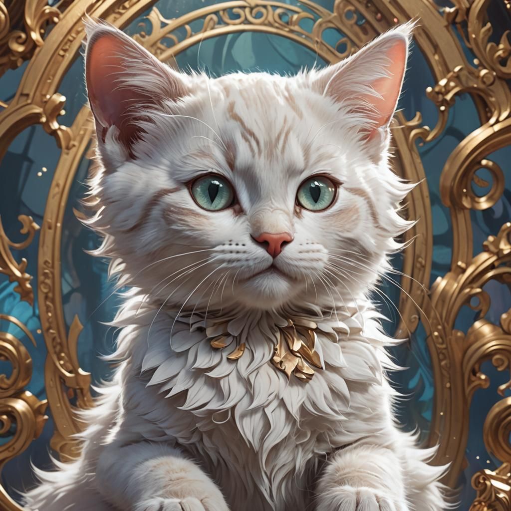 Disney's Marie Kitten Portrait in Digital Art Style