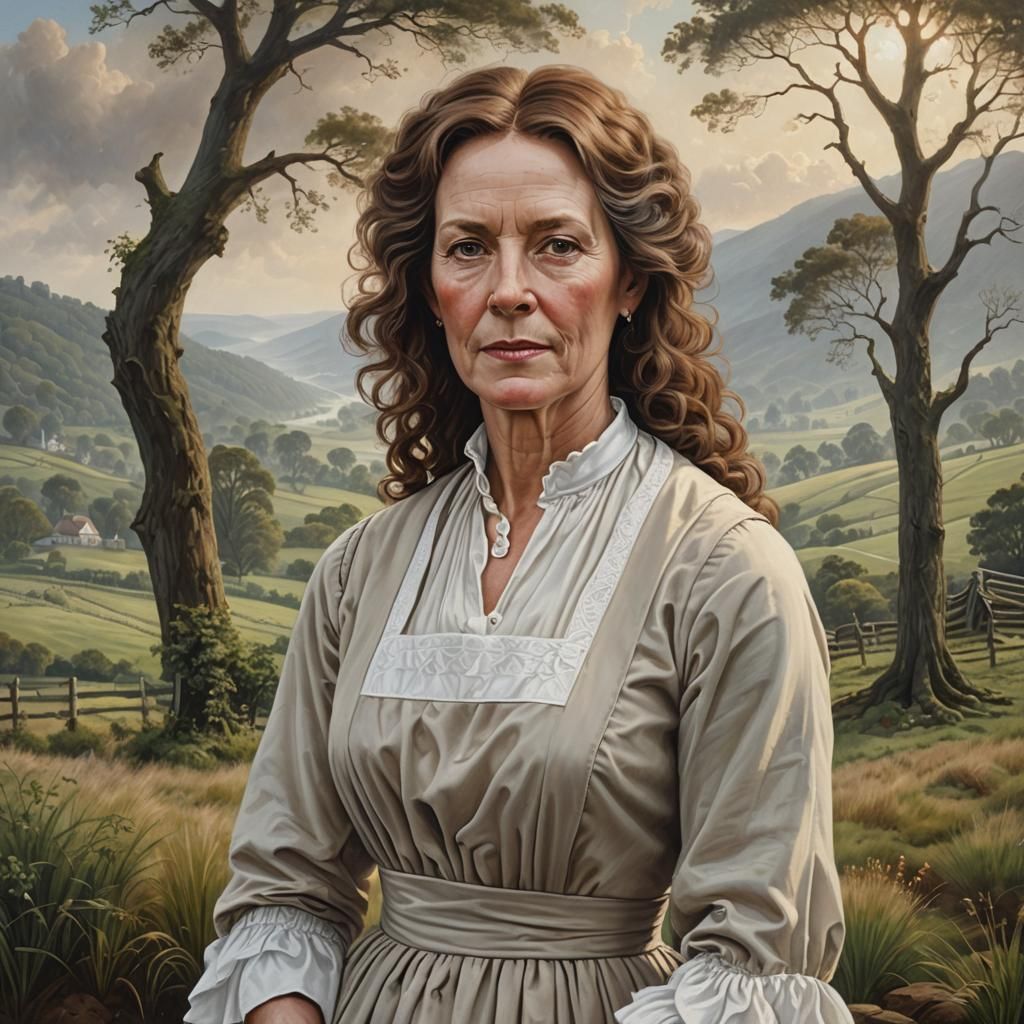 Colonial Portrait of Hannah Alexander in Oil Paint