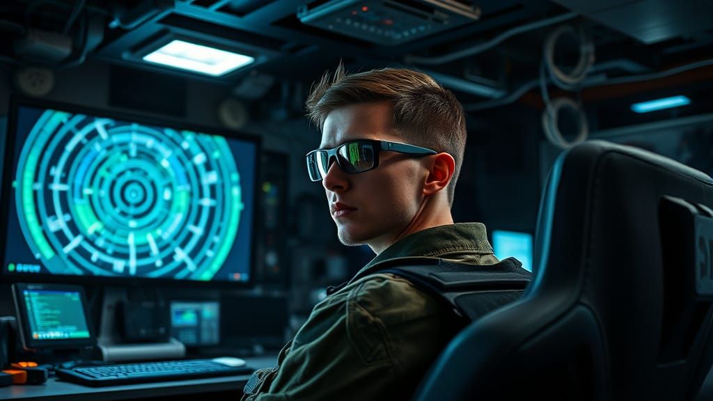 High-Tech Command Center in Gritty Military Aesthetic