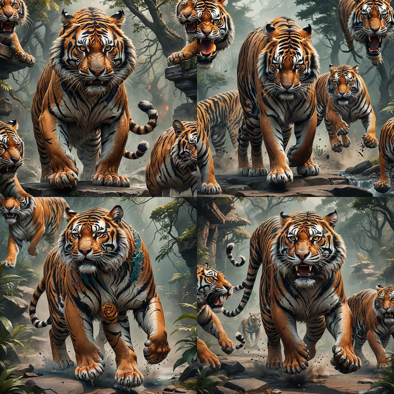 Detailed Tiger Tattoo Design in Fantasy Art Style