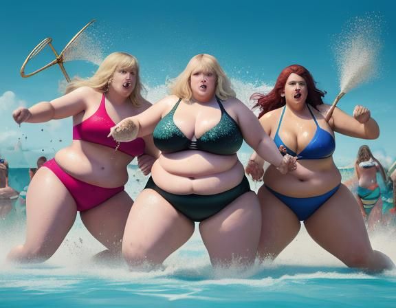 Hyperrealistic Cake Fight with Overweight Celebrities