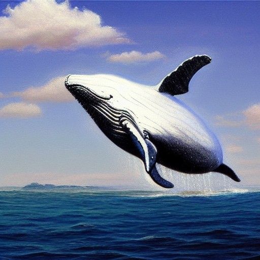 Flying Whale in Oil Painting Style