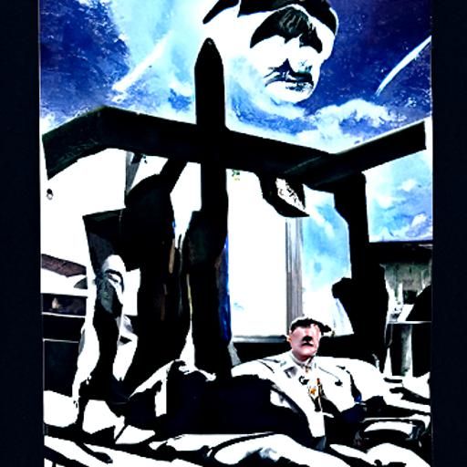 Adolf Hitler with Angel Wings, Oil Painting