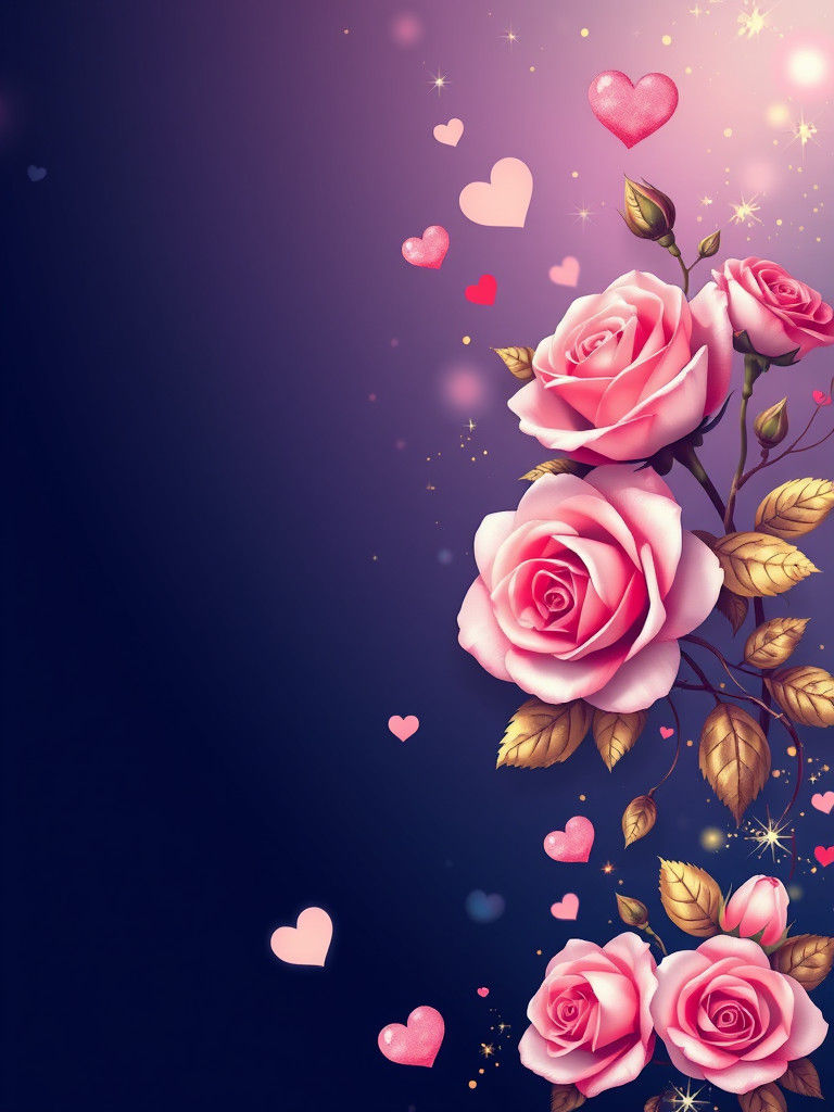 Valentine's Day Wallpaper with Hearts and Roses