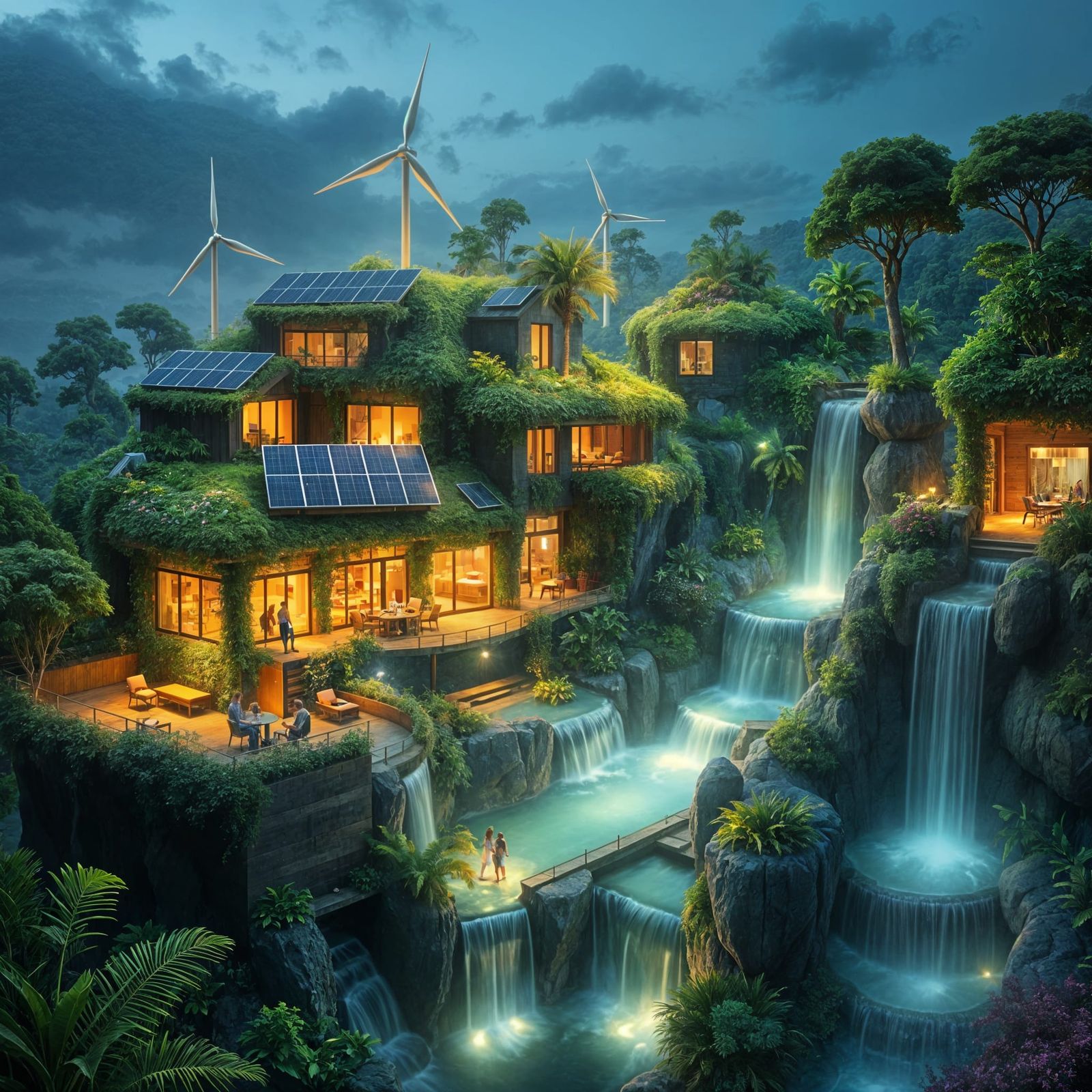 Eco-Friendly Oasis in a Vibrant Solarpunk World