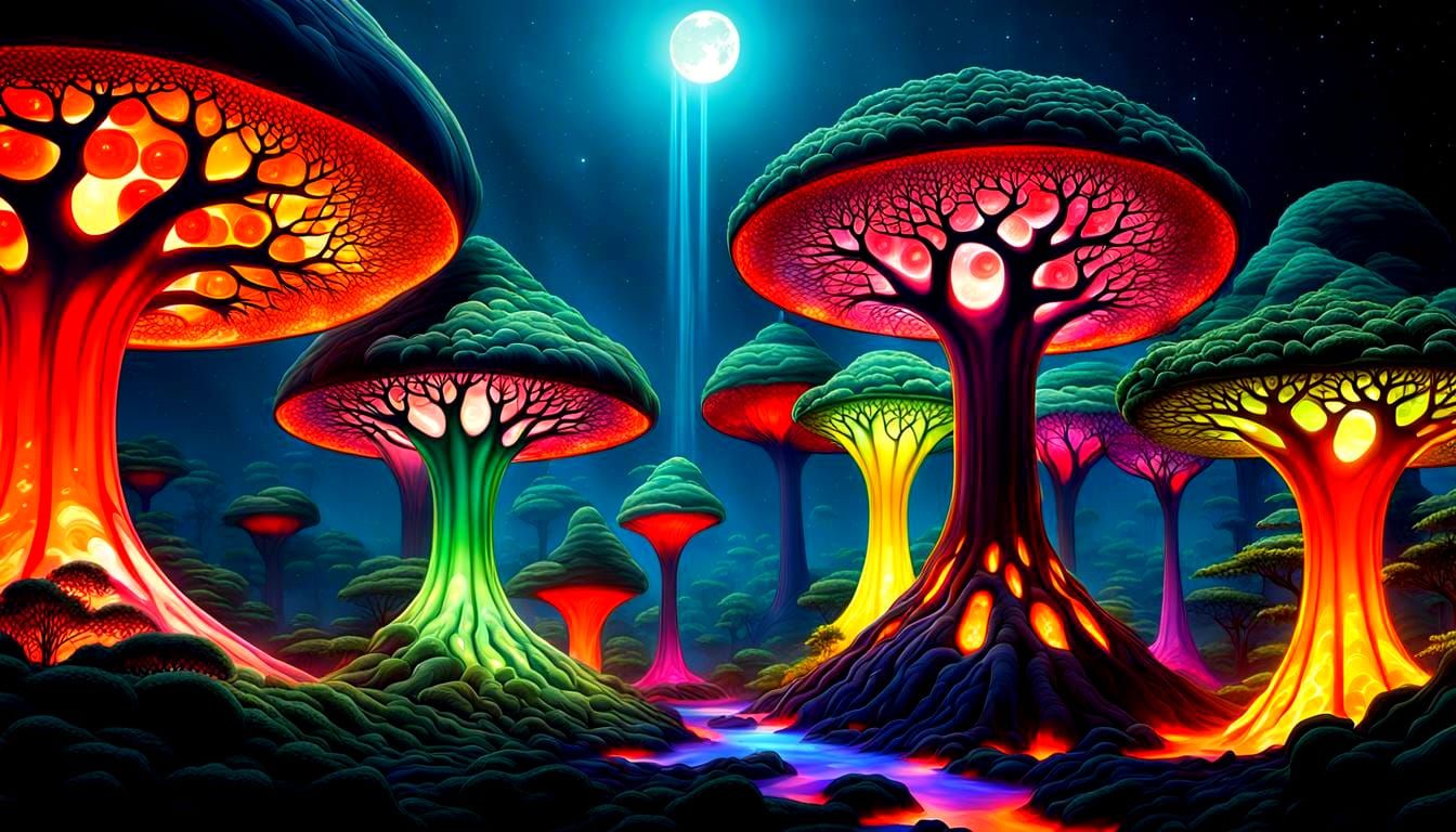 Surreal Lava Lamp Tree Fractal Art