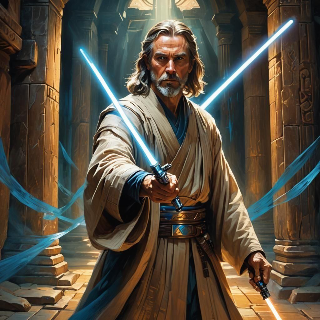 Jedi Master with Lightsaber Digital Art