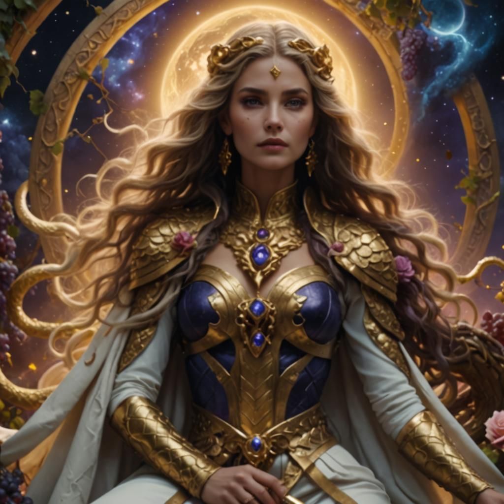 Goddess with Cobra in Cosmic Grapevine Setting