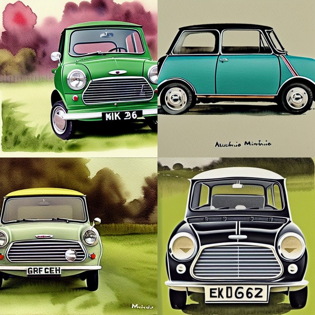 Austin Mini in Watercolor