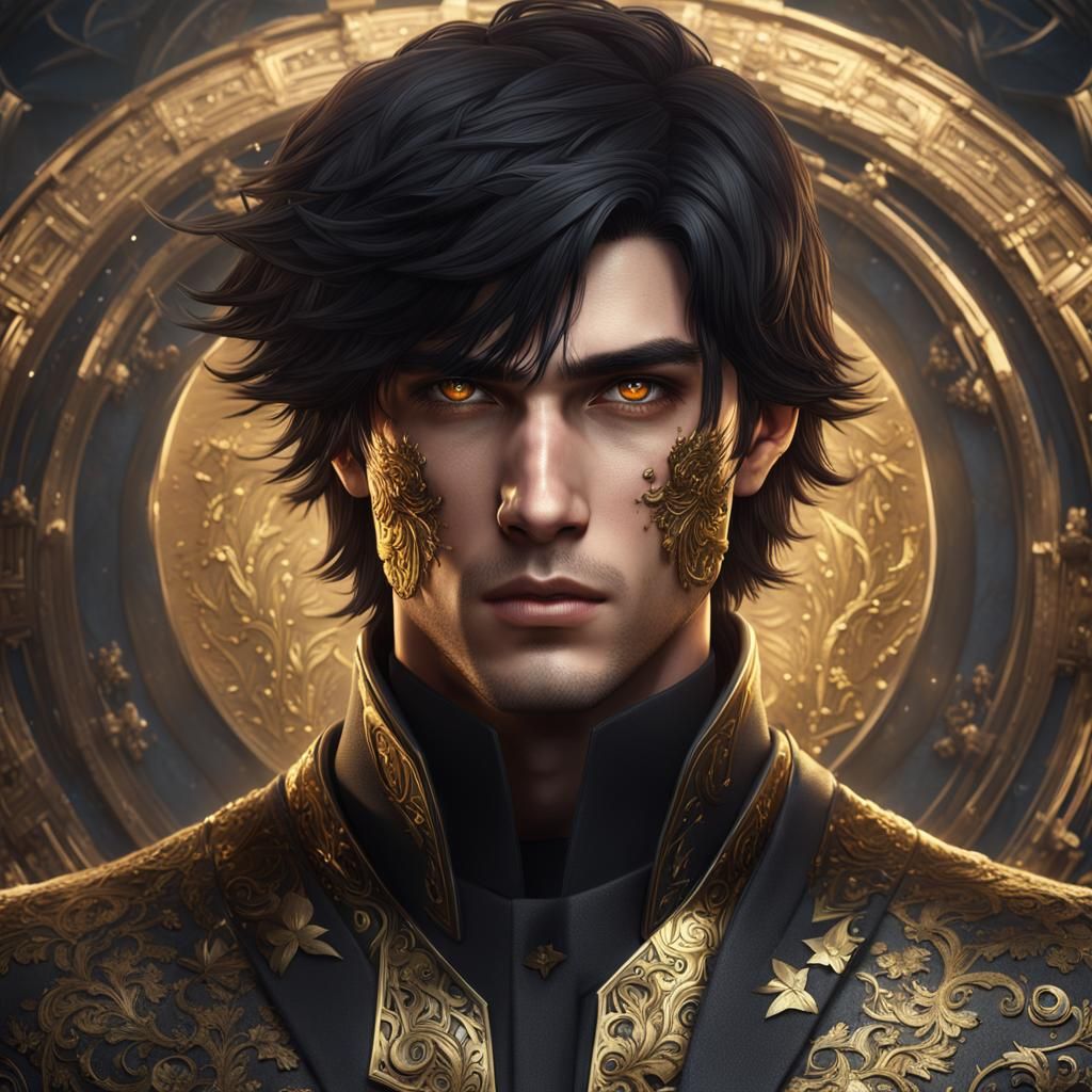 Attractive Man with Onyx Eyes: Fantasy Concept Art