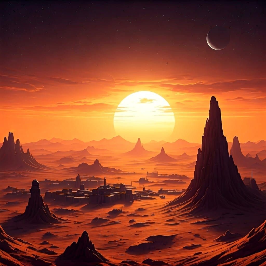 Tatooine under Triple Moons: Epic Cinematic Digital Painting