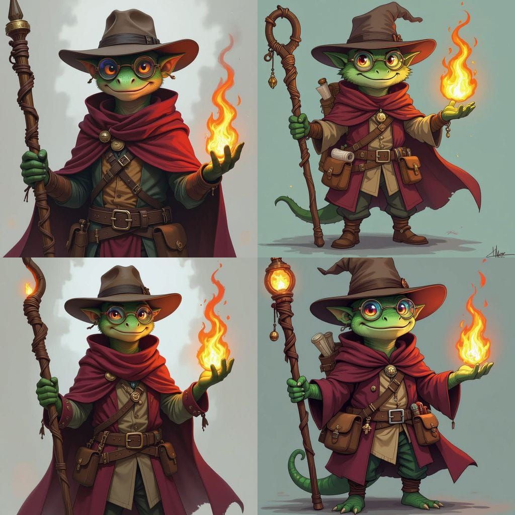 Kobold Sorcerer Karl in Indiana Jones Hat with Fire Magic