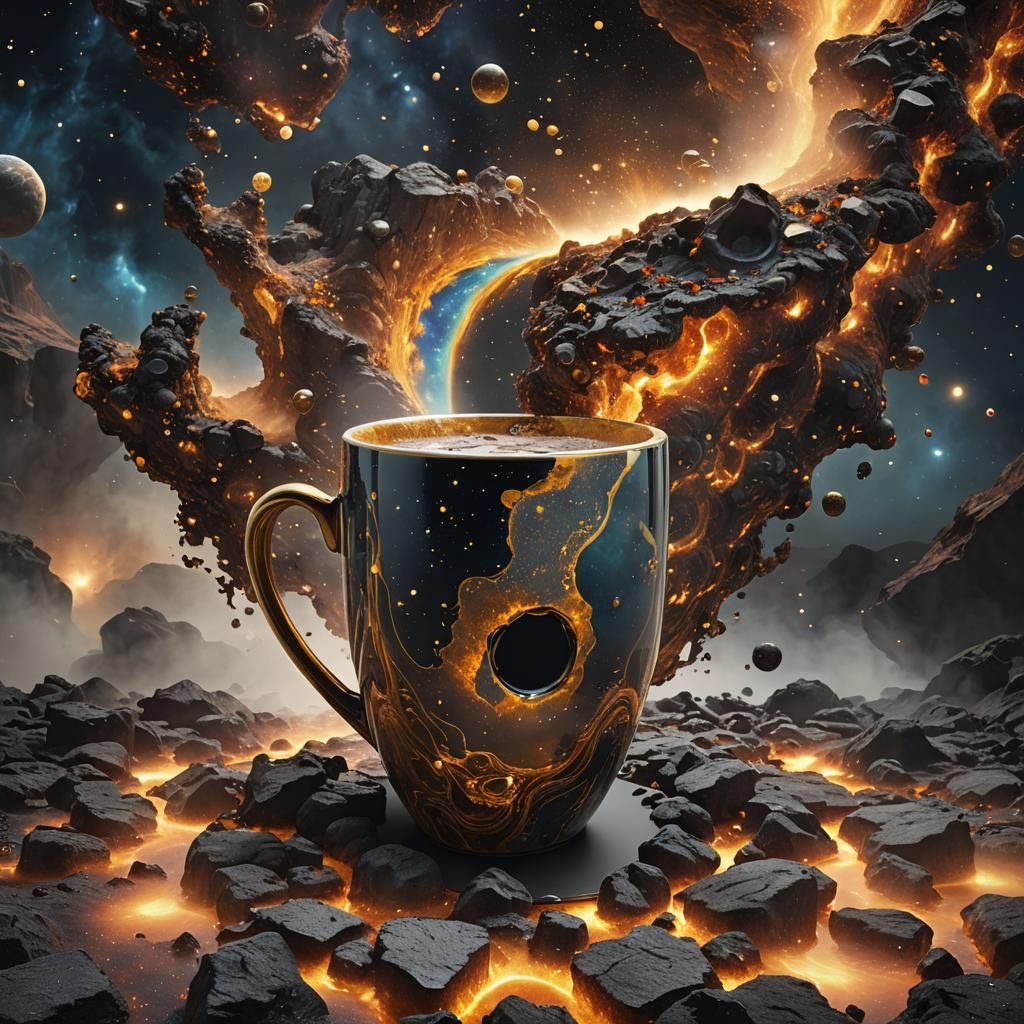 Ghibli Klimt Dreamscape: Coffee Cup Nebula