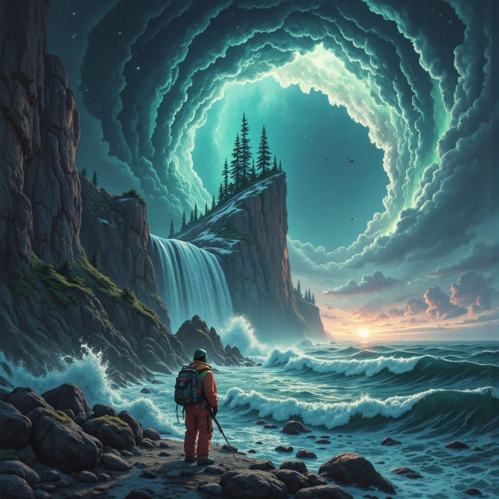 Laser Strike Across Planets in Retro Japanese Style