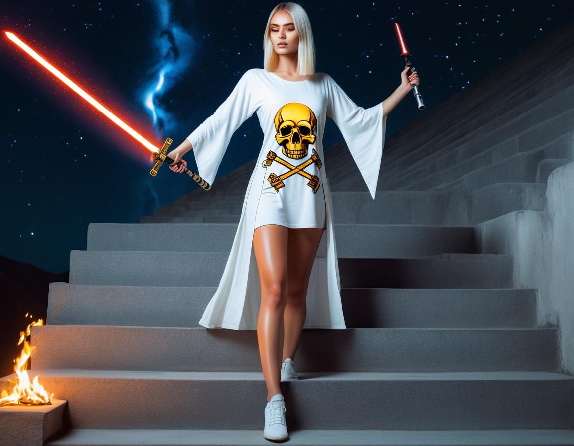 Inca Pyramid Ablaze with Laser Sword