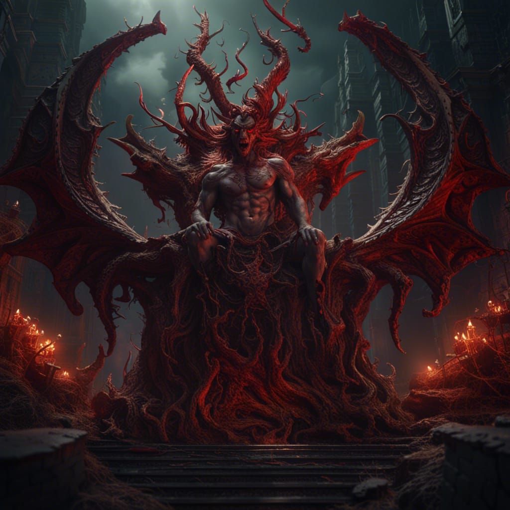 Detailed Matte Painting of Satan in Deep Color