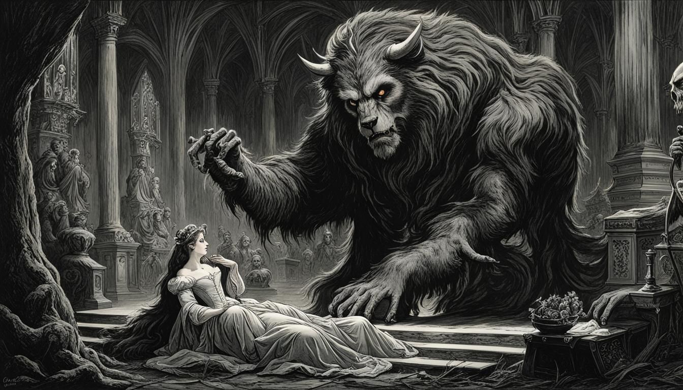 Dark Beauty and the Beast Horror Scene