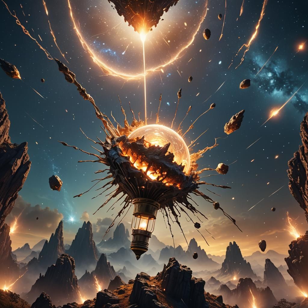 Glowing Meteoroid Lamp in Dreamlike Matte Painting