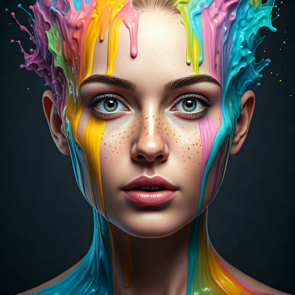 Ink Cascade: A Portrait in Digital Surrealism