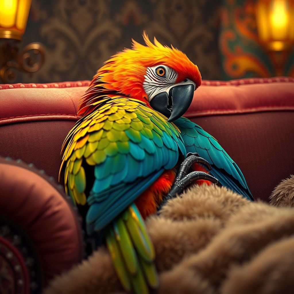 Parrot Cuddles Owner in Warm, Dynamic Lighting