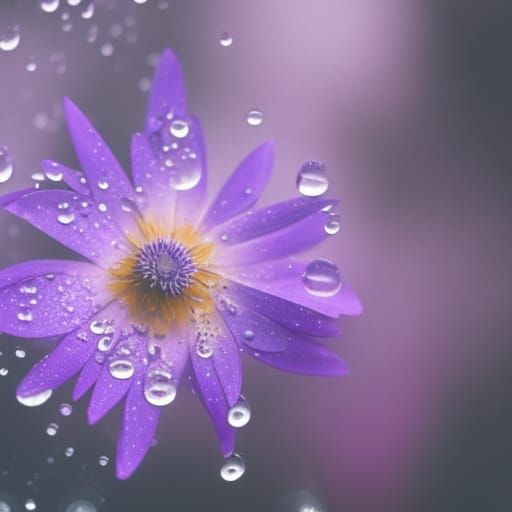 Spring Flowers with Bokeh and Water Droplets