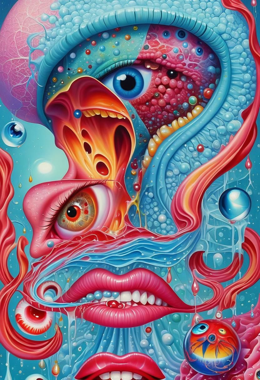 Surreal Digital Oil Painting of Interconnected Visions