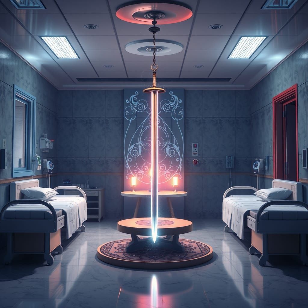 Mystical Four Swords Tarot in Anime Style 3D Rendering