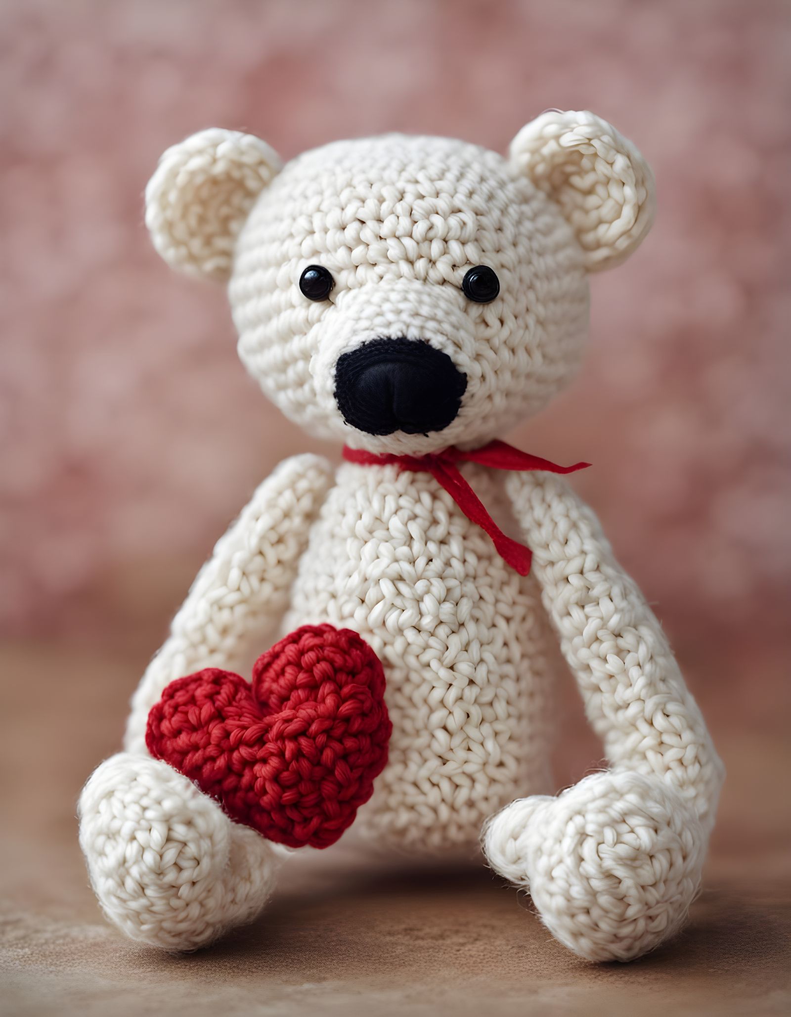 Whimsical Crochet Teddy Bear with Heart