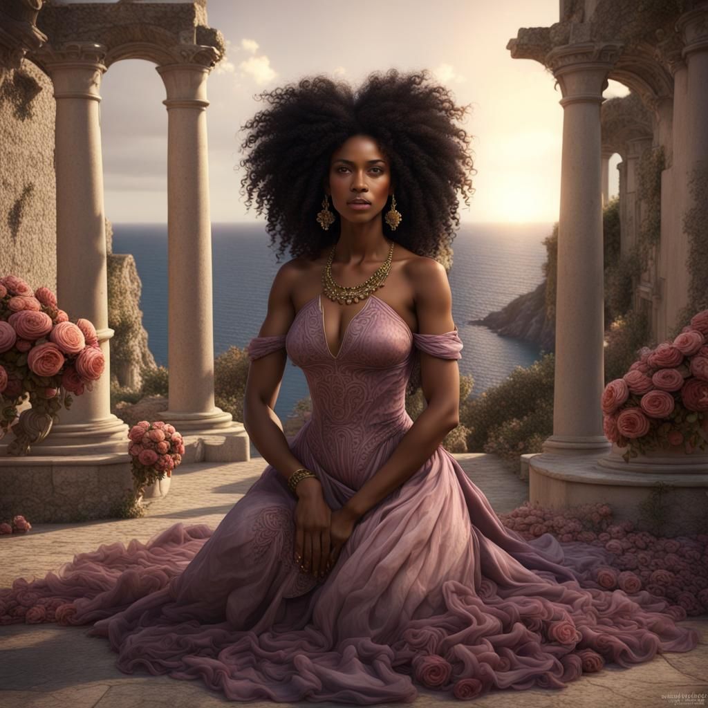 Botticelli-esque Caribbean Woman at Love Altar