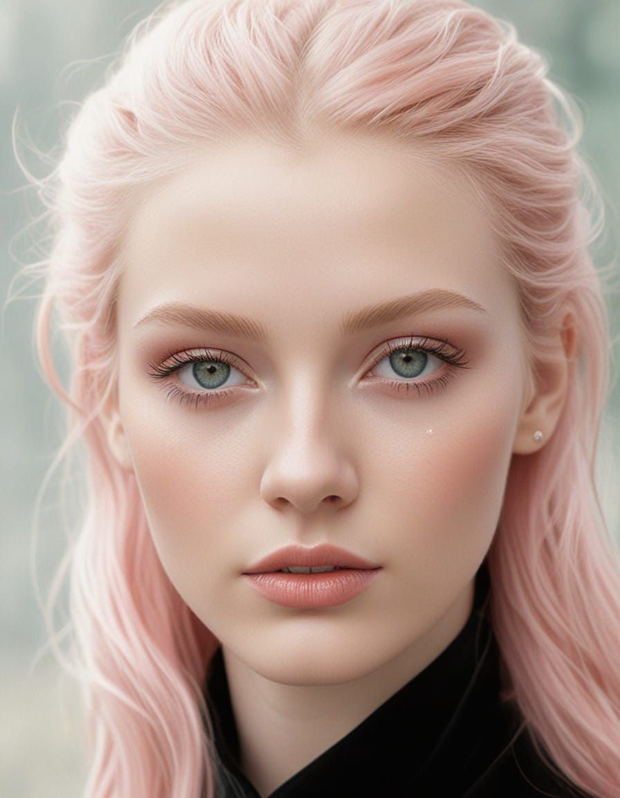 Stunning portrait of ethereal beauty young lady with rose go...