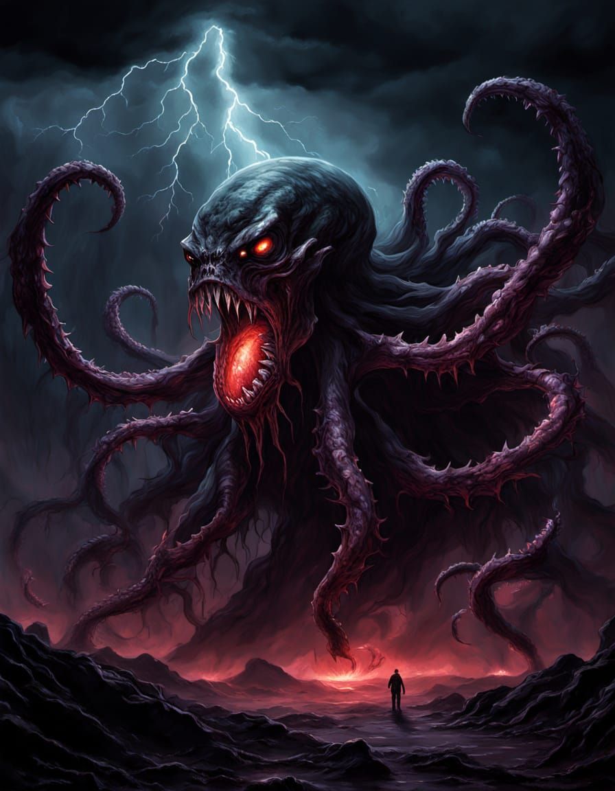 Colossal Lovecraftian Demon Emerges From Darkness