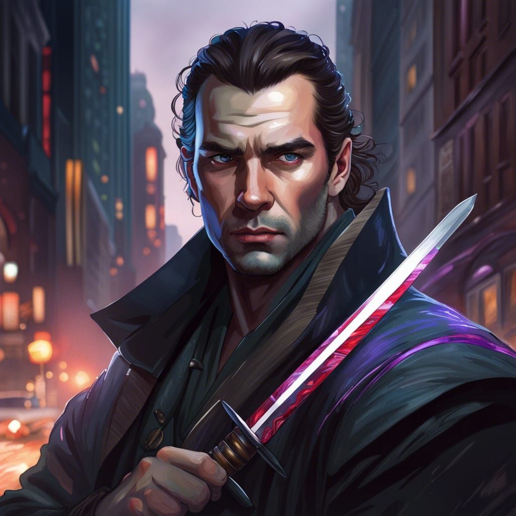 Highlander with Katana Portrait in New York